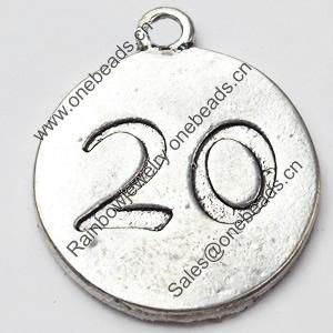 Pendant, Zinc Alloy Jewelry Findings, 20x23mm, Hole:2mm, Sold by Bag