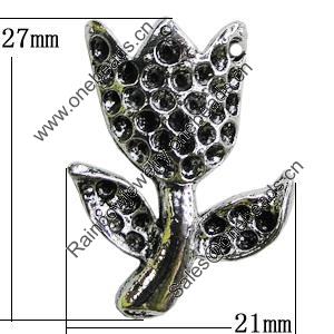 Pendant, Zinc Alloy Jewelry Findings, Flower 21x27mm, Sold by Bag