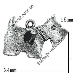 Pendant, Zinc Alloy Jewelry Findings, Dog 24x16mm, Sold by Bag