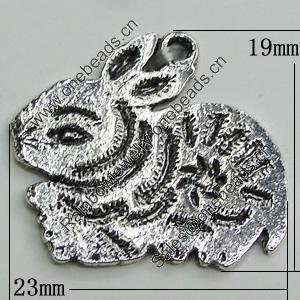 Pendant, Zinc Alloy Jewelry Findings, Rabbit 23x19mm, Sold by Bag