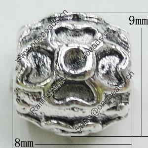 European Style Beads Zinc Alloy Jewelry Findings Lead-free, 8x9mm Hole:4mm, Sold by Bag   