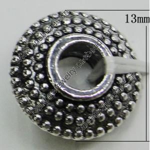 European Style Beads Zinc Alloy Jewelry Findings Lead-free, 5x13mm Hole:5mm, Sold by Bag 