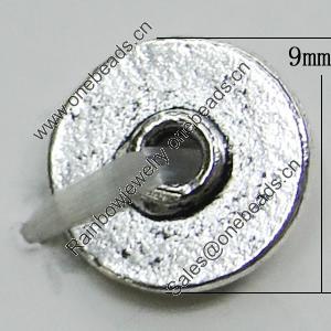 Beads, Zinc Alloy Jewelry Findings, Flat Round 9mm Hole:2mm, Sold by Bag