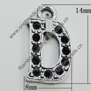 Pendant, Zinc Alloy Jewelry Findings, Letter 8x14mm Hole:1.5mm, Sold by Bag