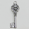 Pendant, Zinc Alloy Jewelry Findings, Key 15x49mm, Sold by Bag