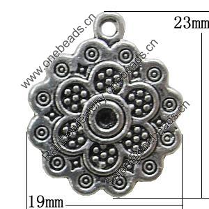 Pendant, Zinc Alloy Jewelry Findings, Flower 19x23mm, Sold by Bag