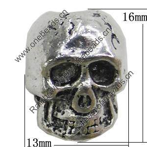Beads, Zinc Alloy Jewelry Findings, Skeleton 13x16mm, Sold by Bag