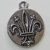 Pendant, Zinc Alloy Jewelry Findings, Flat Round 19x24mm, Sold by Bag