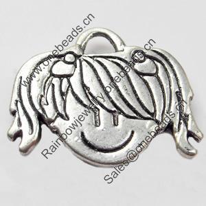 Pendant, Zinc Alloy Jewelry Findings, 24x19mm, Sold by Bag  