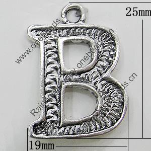 Pendant, Zinc Alloy Jewelry Findings, Letter 19x25mm, Sold by Bag
