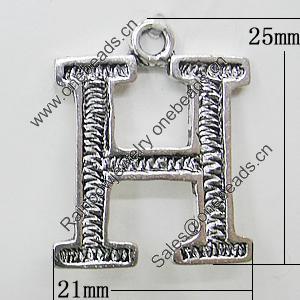 Pendant, Zinc Alloy Jewelry Findings, Letter 21x25mm, Sold by Bag