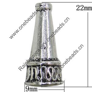 Beads, Zinc Alloy Jewelry Findings, 9x22mm, Sold by Bag