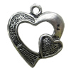 Pendant, Zinc Alloy Jewelry Findings, Heart 20x23mm, Sold by Bag