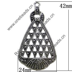 Pendant, Zinc Alloy Jewelry Findings, 24x42mm, Sold by Bag