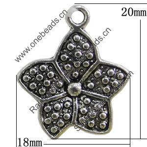 Pendant, Zinc Alloy Jewelry Findings, Star 18x20mm, Sold by Bag