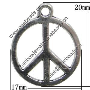 Pendant, Zinc Alloy Jewelry Findings, 17x20mm, Sold by Bag