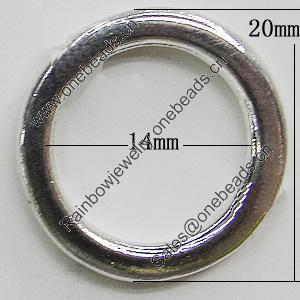 Donut, Zinc Alloy Jewelry Findings, O:20mm I:14mm, Sold by Bag 