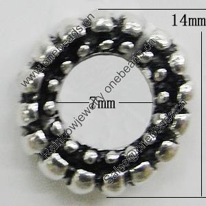 Donut, Zinc Alloy Jewelry Findings, O:14mm I:7mm, Sold by Bag 