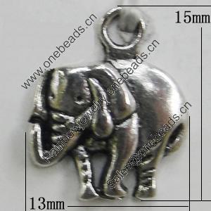 Pendant, Zinc Alloy Jewelry Findings, Elephant 13x15mm, Sold by Bag