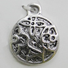 Pendant, Zinc Alloy Jewelry Findings, Flat Round 14x18mm, Sold by Bag