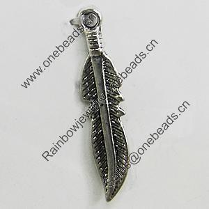 Pendant, Zinc Alloy Jewelry Findings, leaf 5x24mm, Sold by Bag
