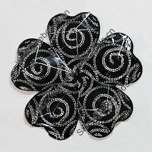 Acrylic Cabochons With Hole, Faceted Flower 42mm, Sold by Bag