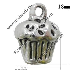 Pendant, Zinc Alloy Jewelry Findings, 11x13mm, Sold by Bag