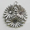 Pendant, Zinc Alloy Jewelry Findings, Flower 35x37mm, Sold by Bag