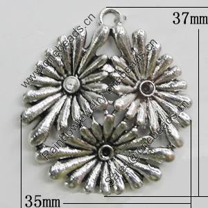 Pendant, Zinc Alloy Jewelry Findings, Flower 35x37mm, Sold by Bag