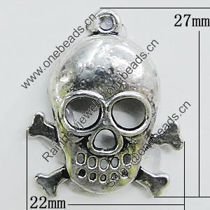 Pendant, Zinc Alloy Jewelry Findings, Skeleton 22x27mm, Sold by Bag