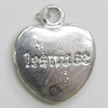 Pendant, Zinc Alloy Jewelry Findings, Heart 13x16mm, Sold by Bag