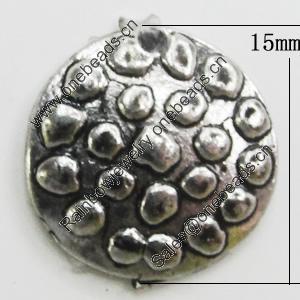 Pendant, Zinc Alloy Jewelry Findings, Flat Round 15mm, Sold by Bag