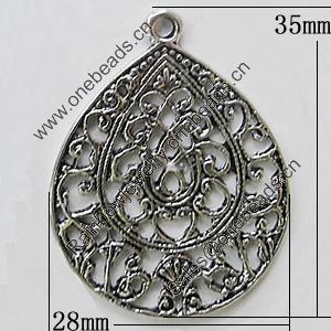 Pendant, Zinc Alloy Jewelry Findings, Teardrop 28x35mm, Sold by Bag