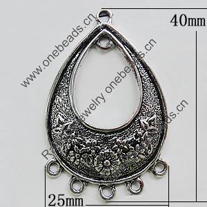Connectors, Zinc Alloy Jewelry Findings, Teardrop 25x40mm, Sold by Bag