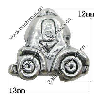 European Style Beads Zinc Alloy Jewelry Findings Lead-free, 13x12mm, Sold by Bag