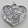 Pendant, Zinc Alloy Jewelry Findings, Heart 18x17mm, Sold by Bag