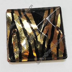 Acrylic Cabochons With Hole, Faceted Square 14mm, Sold by Bag