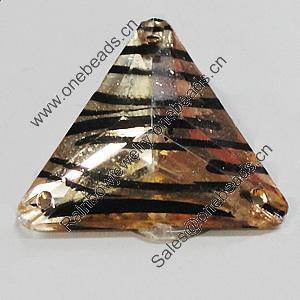 Acrylic Cabochons With Hole, Faceted Triangle 22mm, Sold by Bag