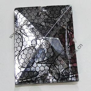 Acrylic Cabochons With Hole, Faceted Rectangle 30x40mm, Sold by Bag