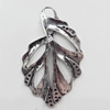 Pendant, Zinc Alloy Jewelry Findings, Leaf, 25x42mm, Sold by Bag  