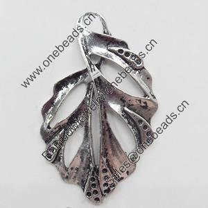 Pendant, Zinc Alloy Jewelry Findings, Leaf, 25x42mm, Sold by Bag  