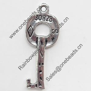 Pendant, Zinc Alloy Jewelry Findings, Key, 15x38mm, Sold by Bag  