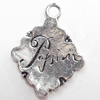 Pendant, Zinc Alloy Jewelry Findings, 19x24mm, Sold by Bag  