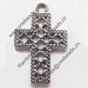 Pendant, Zinc Alloy Jewelry Findings, Cross, 16x25mm, Sold by Bag  