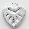 Pendant, Zinc Alloy Jewelry Findings, Heart, 13x14mm, Sold by Bag  