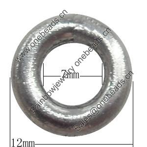 Donut, Zinc Alloy Jewelry Findings, O:12mm I:7mm, Sold by Bag  