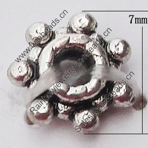 Spacer Zinc Alloy Jewelry Findings, 7mm, Sold by Bag  