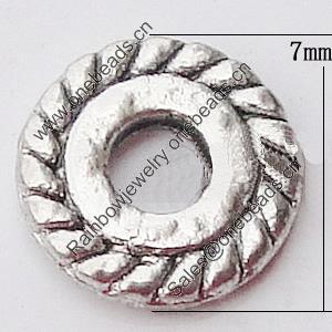 Spacer Zinc Alloy Jewelry Findings, 7mm, Sold by Bag  