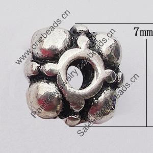 Spacer Zinc Alloy Jewelry Findings, 7mm, Sold by Bag  