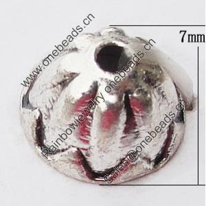 Bead Caps Zinc Alloy Jewelry Findings Lead-free, 7mm, Sold by Bag  